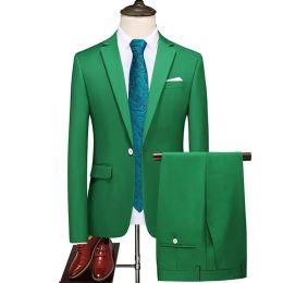 Suits 19 Colors ( Jacket + Pants ) Groom Wedding Dresses Party Suit 2Pcs Set Highend Brand Official Business Office Men's casual Suit