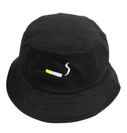 Cigarette Embroidery Bucket Hat For Men Women Hip Hop Fisherman Adult Panama Bob Summer Lovers Flat Wide Brim Hats8752396