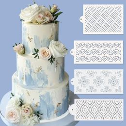 Moulds DIY Lace Flower Spike Pattern Sugar Sieve Mold Fondant Printing Stencil Hollow Wedding Cake Edge Decoration Template Baking Tool