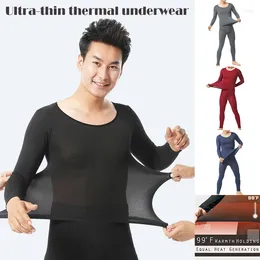 Men's Thermal Underwear Men Seamless Elastic Thermals Inner Wear Constant Temperature Ultra-thin Suit Top Pants KS-