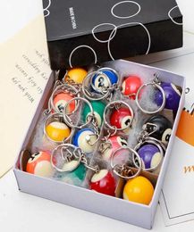16pcsset Mini Billiards Shaped Keyring Assorted Colorful Billiards Pool Small Ball Keychain Creative Hanging Decorations H09151424552