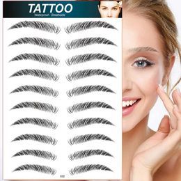 Tattoo Transfer 4D Water-based Hair-liked Authentic Eyebrow Tattoo Sticker Waterproof Cosmetics Long Lasting Makeup False Eyebrows Stickers 240426