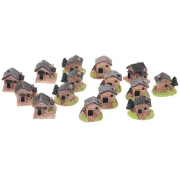 Garden Decorations 15 Pcs Stone Micro Landscape House Small Containers Accessories Resin DIY Bonsai Model