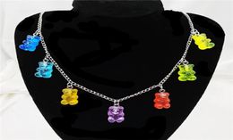 Stainless Steel Handmade Candy 7 Color Cute Judy Cartoon Bear Charm Necklace for Women Girl Daily Jewelry Party Gifts Y04204244330
