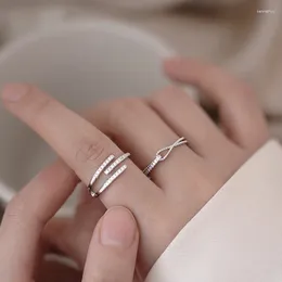 Cluster Rings Cross Opening Adjustable For Women Teen Girls Crystal Zircon Irregular Fashion Korea Design Jewellery BOYULIGE