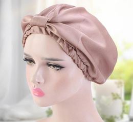 BeanieSkull Caps Silk Satin SleepCap Women Turban Elastic Head Scarf Hair Care Night Hat Chemo Sleeping Bonnet Beanie Cover Head2973055