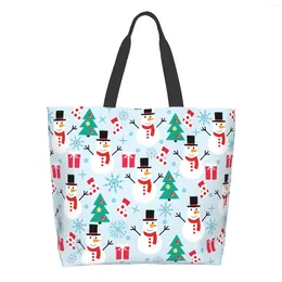Shopping Bags Christmas Extra Large Grocery Bag Snowman Gifts Xmas Tree Reusable Tote Travel Storage Handbag