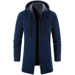 Sweatshirts Winter Fleece Cardigan Men Thick Hooded Long Sweaterscoat Male Warm Knitted Sweater Jackets Causal Hoodies Outwear Clothing