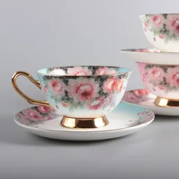 Cups Saucers European Floral Ceramic Afternoon Tea Couples Pairing Bone China Coffee And Plates Kitchen Home Drinkware