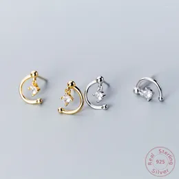 Stud Earrings Minimalist 925 Sterling Silver For Women Simple Cubic Zirconia Gold Colour Fashion Female Gifts Jewellery