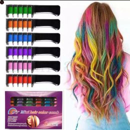 Colour 6/1 pcs Colour Chalk For Hair Fashion Coloured Mascara Chalks To Dye Hair Instant Hair Dye Temporary Chalk Hairs Colours For Women