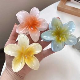 Hair Clips Barrettes Summer Gradient Flower Acrylic Womens Clip Sweet ponytail Braid Claw Shark