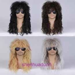 Hot selling beggar wig long curly hair Halloween dressing up for men fluffy hairstyle maniac headgear