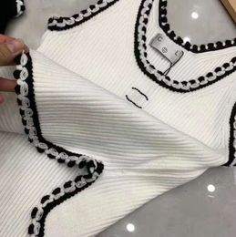 Anagram-embroidered Women Tanks Camis Cotton-blend Tank Tops Two C Letters Designer Skirts Yoga Suit CHANNEL Dress Bra Vest Ladies Solid Vintage T Shirt Femme 346566
