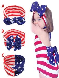 Baby star stripe national flag bowknot Headbands 3 Design Girls Lovely Cute American flag Hair Band Headwrap Children Elastic Acce1409642