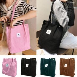 Evening Bags 2024 Women Corduroy Shoulder Reusable Cotton Cloth Handbags School Shopping Large Grocery Eco Organizer Shopper Tote Bag