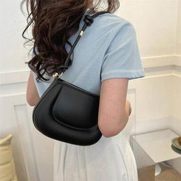Evening Bags 2024 Summer Women's Fashion Handbags Retro Solid Colour PU Leather Shoulder Underarm Bag Casual Women Hobos