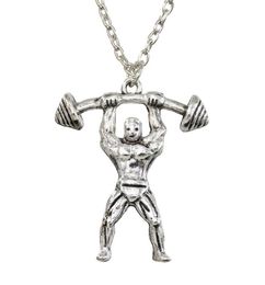 Fitness Master Shape Sport Pendant Necklace for Men Long Chain Muscle Men Sports Fitness Hip Hop Bodybuilding Jewelry6516449
