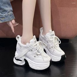 Casual Shoes Women Chunky Sneakers Spring Breathable Mesh 10CM Wedge Heels Platform Chaussures Femme Sports Dad