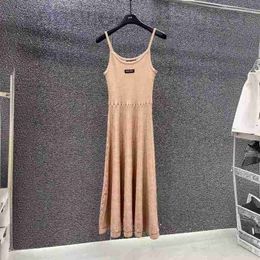 Basic & Casual Dresses designer MM Family 24ss New Versatile Knitted Pleated Sling Dress with Letter Embroidery Decoration T170