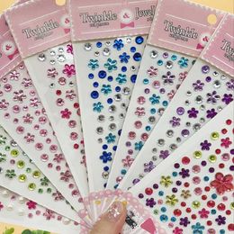 Q6QC Tattoo Transfer New Stickers on The Face Rhinestone Makeup Bright Face Art Sticker Childrens Temporary Tattoo Rhinestone for Strasse Makeup 240427