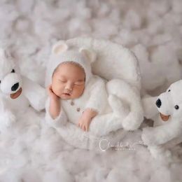 Photography 01 Month Baby Boy Girl Bear Bodysuits Outfit Newborn Photography Props Knitted Mink Hair Romper Photography Props