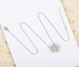 S925 silver pendant necklace with flower design and sparkly diamond for women wedding jewelry gift have box PS48109109661