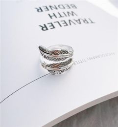 S1015 Fashion Jewelry S925 Sterling Sliver Ring Cat Vintage Feather Open Finger Ring5952760