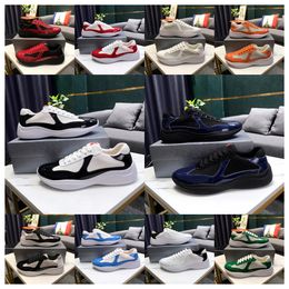 2024 New top Luxury Designer shoes men americas cup sneakers low leather patent leather lace up black white green yellow fashion round toe sport casual shoe