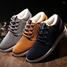 Casual Shoes Winter Men's Cotton Retro Anti-cold Lace-up Warm Trendy Padded High-top Sneakers