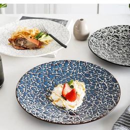 Plates 10.6 Big Disc Western Buys Home Marble Ceramic Pattern Storage Disk Tableware Kitchen Supplies Desktop Decoration