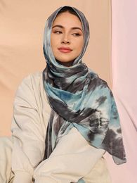 Bandanas Durag Tie dye Jersey headscarf womens printed cotton Islamic headscarf elastic headscarf Muslim womens headscarf large-sized Ramadan scarf 240426