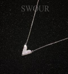 Pendant Necklaces SWOUR Fashion Jewellery White Gold Colour Cubic Zircon CZ Wedding Gift V Shape Chain Necklace S3131020788