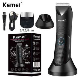 Hair Trimmer Kemei Groin Area Lawn Mower Ceramic Blade Waterproof Wet Dry Scissor Pubic Armpit Ultimate Hygiene Razor for Body Q240427