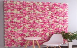 60x40cm Artificial Flowers DIY Decoration Flower Wall Panels Silk Rose Party Pink Romantic Wedding Backdrop Decor4803015