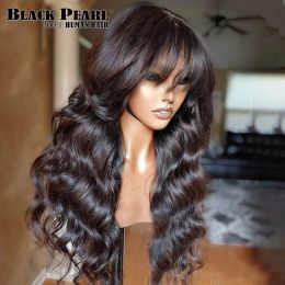 Wigs Body Wave Human Hair Wigs With Bangs Brazilian Remy Human Hair Lace Front Wigs With Bangs For Women PrePlucked Lace Wigs