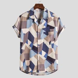 Camisa impressa masculina estilo havaiano de manga curta camisa floral