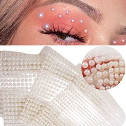 UXD0 Tattoo Transfer 3D Eyes Face Makeup Temporary Tattoo Self Adhesive Beauty White Pearl Jewels Stickers Festival Body Art Decorations Nail Diamond 240427
