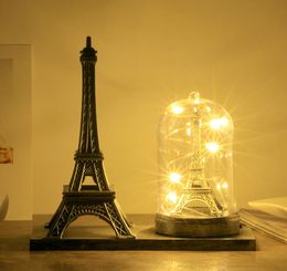 Paris Eiffel Tower Crafts with Light Creative Souvenir Model Table Miniaturas Desk Ornaments Vintage Figurine Home Decor4888299