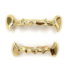 Teeth Braces Jewellery Fashion Punk Quality Gold Plated Men Women Teeth Grillz Whole Personality Hip Hop Dental Grills 2piece S7937771