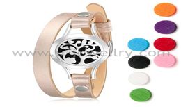 Link Stainless steel aromatic seaman circled Leather essential oil diffuser perfume Bracelet7116725