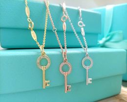 Mini Key Necklace Luxury brand Designer Diamond pendant Necklace Women's Metal Rose Gold jewelry personality creative fashion accessories2776987