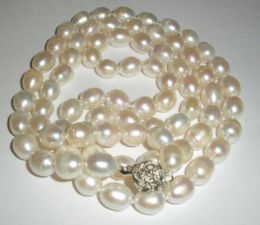 Natural 910mm South Sea Baroque White Pearl Necklace 35 Inch 925 Silver Clasp2393865