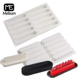 Moulds Meibum 10 Cavity Long Strip Silicone Cake Mould Mousse Mould Plastic Cutting Dies and Pastry Trays Dessert Baking Tools Bakeware