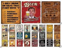 2022 Save Water Drink Beer Tin Sign Plaque Metal Painting Vintage Funny Wall Plates Drinker Wine Lover for Bar Pub Club Kitchen Ho1050659