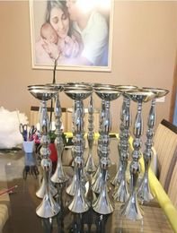 10PCS Silver Candle Holders 50cm32cm Flower Stand FlowersFloor Vase Candlestick Metal Candelabra WeddingTable Centrepieces 02 Y2582880