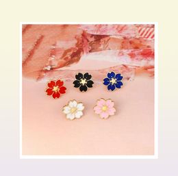 5pcsset Cartoon Cherry Blossoms Flower Brooch Enamel Pins Button Clothes Jacket Bag Pin Badge Fashion Jewellery Gift for girls5382329