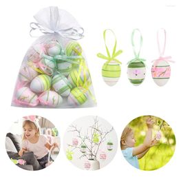 Party Decoration 12Pcs Plastic Easter Eggs Hanging Ornament Tree Basket Colorful Happy Kids Gift Home Decor
