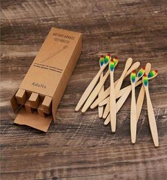 10Pcs Bamboo Toothbrush EcoFriendly Product Vegan Tooth Brush Rainbow Black Wooden Soft Fibre Adults Travel Seta574854214