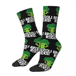 Men's Socks Funny Vegan Gifts - Broccoli Rocks Harajuku Sweat Absorbing Stockings All Season Long Accessories Birthday Present